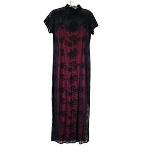 ARIANA By RACHEl KAYE Elegant Black and Red Mesh Maxi Dress Size‎  8p Y2K Gothic